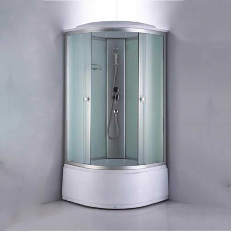 Душевая кабина 800х800х2150мм, ВЫСОКИЙ поддон, проф. ХРОМ, стекло зад. БЕЛОЕ, пер. МАТОВ 718W