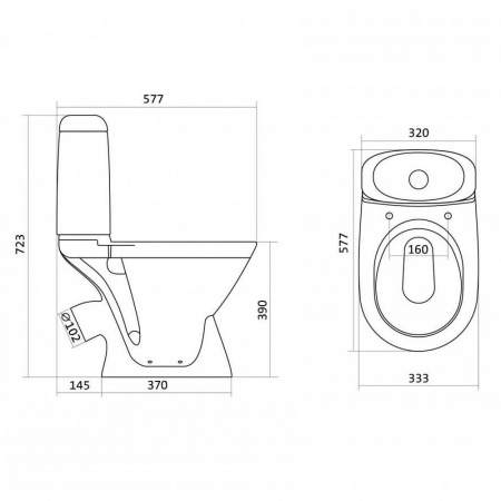 Унитаз-компакт "РИМИНИ" косой выпуск, сиденье ПОЛИПРОПИЛЕН, арматура 1-режимная