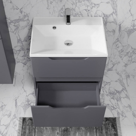 Тумба в ванную комнату подвесная WECTOR 60 АНТРАЦИТ под умывальник CLASSICA 60