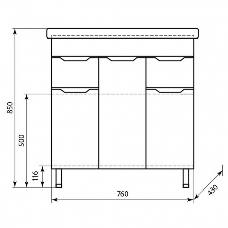 Тумба в ванную комнату КОМО 80/2 МИНОР под умывальник СОМО 80/ МИРАНДА 80