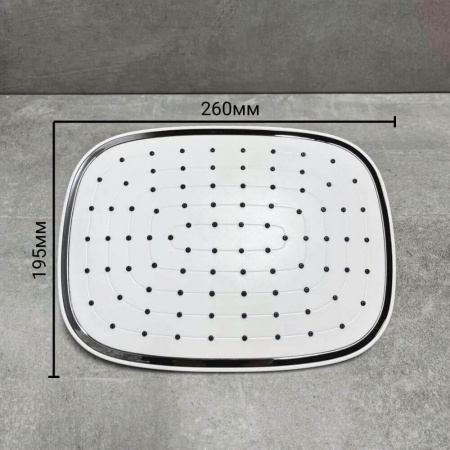 Смеситель для душа (зонт, квадрат) со стойкой HAIBA HB24548-8 БЕЛЫЙ/ХРОМ (лат., с изливом)(4)