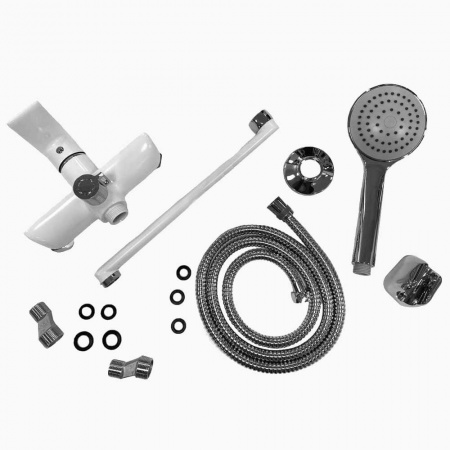 Смеситель на ванну длинный излив HAIBA HB22505-8 БЕЛЫЙ/ХРОМ (лат., 35мм)