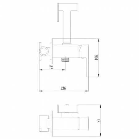 Смеситель настенный встраиваемый с гигиенической лейкой HAIBA HB5511-7 ЧЕРНЫЙ (лат., картр. 35мм)