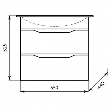 Тумба в ванную комнату подвесная ЭЛИНА 60/2 МИНОР под умывальник ЭЛИНА 60/ СОМО 60