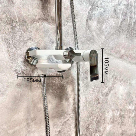 Душевая система HAIBA HB24505-8 БЕЛЫЙ/ХРОМ лат., пов.излив, лейк.верхн.290х190мм (4)