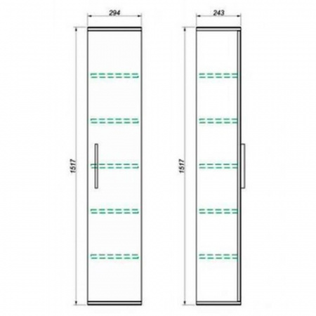Шкаф-пенал в ванную комнату ПРАКТИК 30 БЕЛЫЙ (294х1517х243мм)