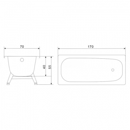 Ванна стальная 1,70х0,70х0,40м REIMAR с ножками ОР-01205, толщина 6,0мм