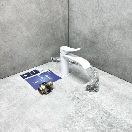 Смеситель на раковину HAIBA HB10553-8 БЕЛЫЙ (лат., 35мм)