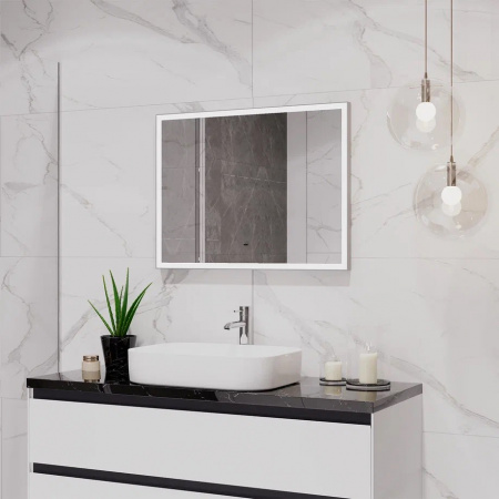 Зеркало FRAME 80 800х600мм (LED-подсветка, бесконтакт сенсор выключатель, алюминиевый профиль СЕРЫЙ)