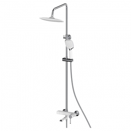 Смеситель для душа (зонт, квадрат) со стойкой HAIBA HB24805-8 БЕЛЫЙ/ХРОМ  (лат., с изливом) Смеситель для душа (зонт, квадрат) со стойкой HAIBA HB24805-8 БЕЛЫЙ/ХРОМ  (лат., с изливом)