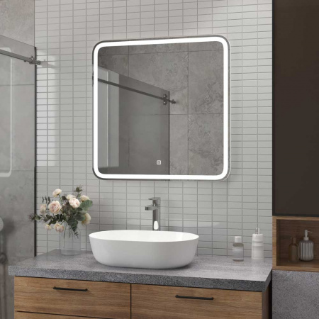 Зеркало RUSSO 70 700х700мм (LED-подсветка, сенсорный выключатель)