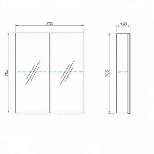 Зеркальный шкаф Какса Лайт 70 размеры