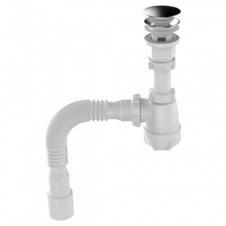 Сифон для умывальника 1 1/4 клик-клак (донный клапан с отв. перелива) гт 40х40/50 S4015-30-MR (30)