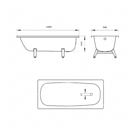 Ванна стальная 1,40х0,70х0,40м DONNA VANNA с ножками ОР-01200, толщина 2,3мм