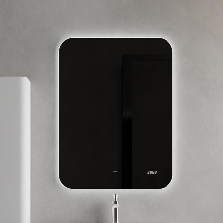 Зеркало EGO 60 600х800мм (LED-подсветка, бесконтактный сенсорный выключатель, часы)