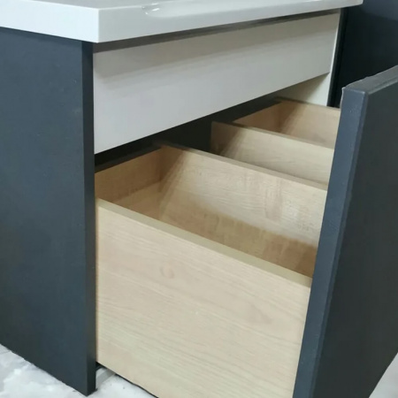 Тумба в ванную комнату подвесная КРИСТАЛЛ 80 (22) СЕРЫЙ под умывальник MILEN 80 