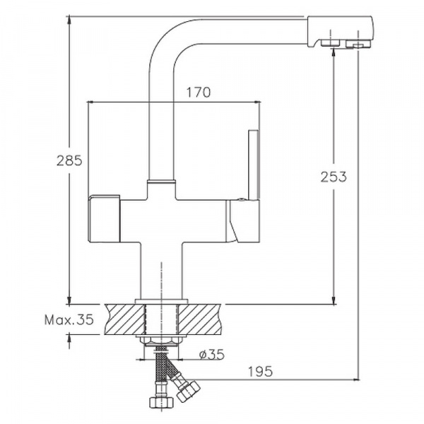 Смеситель для кухни Haiba HB70088-9 размеры Смеситель для кухни Haiba HB70088-9 размеры