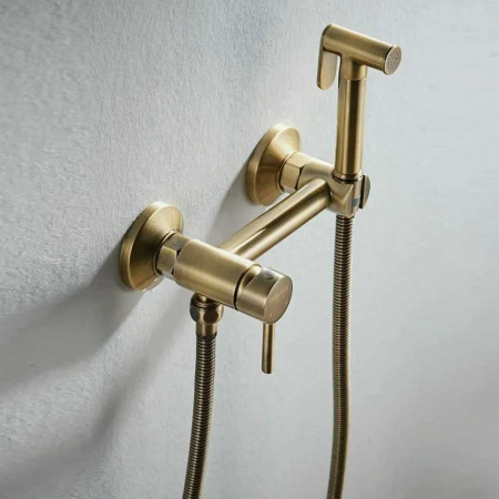 Смеситель настенный с гигиенической лейкой HAIBA HB5510-4 БРОНЗА (лат., картр. 35мм)