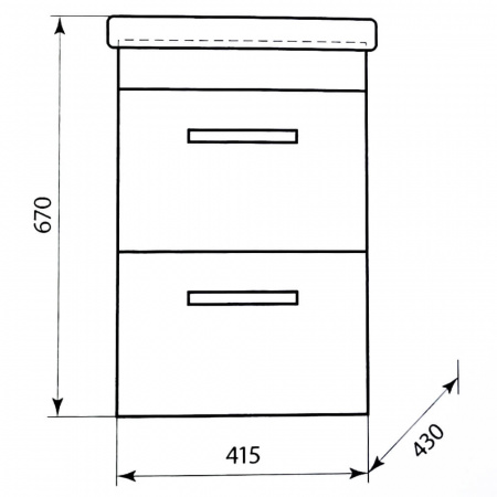Тумба в ванную комнату подвесная АДРИАНА 45/2 под умывальник АДРИАНА 45
