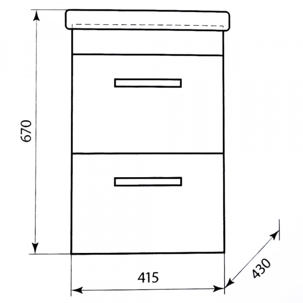 Тумба подвесная AquaLine Адриана 45 2 ящика размеры