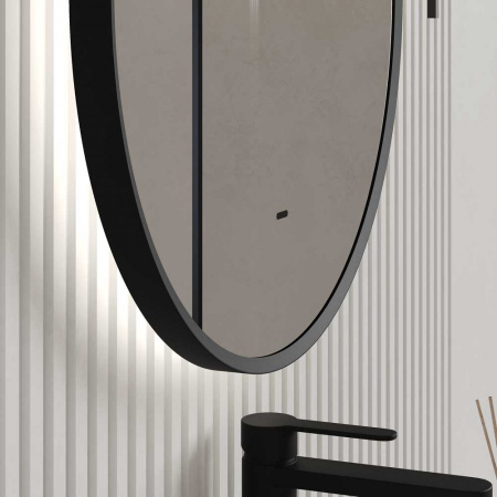Зеркало МИАРО/Miaro Black 500х1000мм(LED-подсветка, бесконт.сенсор,ореолХОЛОДподсвет,ал.проф ЧЕРНЫЙ)