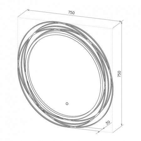 Зеркало MIREL D750мм (LED-подсветка, сенсорный выключатель, ореольная подсветка)