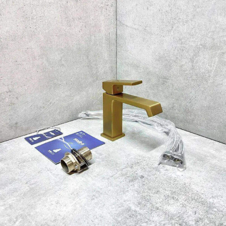 Смеситель на раковину HAIBA HB10575-5 ЗОЛОТО (лат., 26мм) 