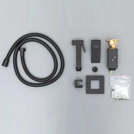 Смеситель настенный встраиваемый с гигиенической лейкой HAIBA HB5512-7 ЧЕРНЫЙ (лат., картр. 35мм)