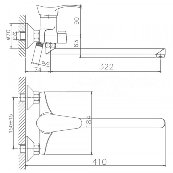 Смеситель для ванны с душем Haiba HB2201