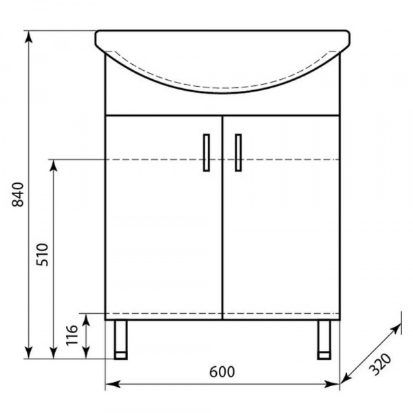 Тумба напольная AquaLine Балтика 65 размеры