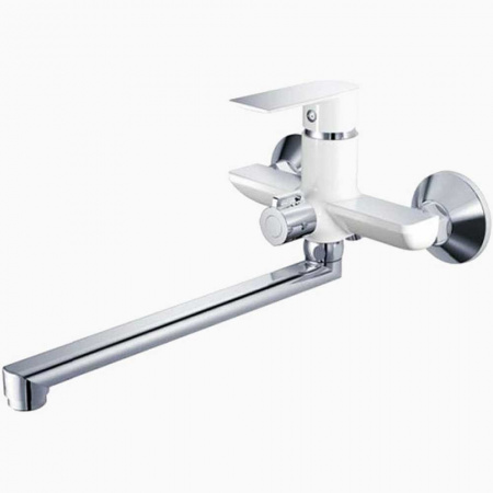 Смеситель на ванну длинный излив HAIBA HB22505-8 БЕЛЫЙ/ХРОМ (лат., 35мм)