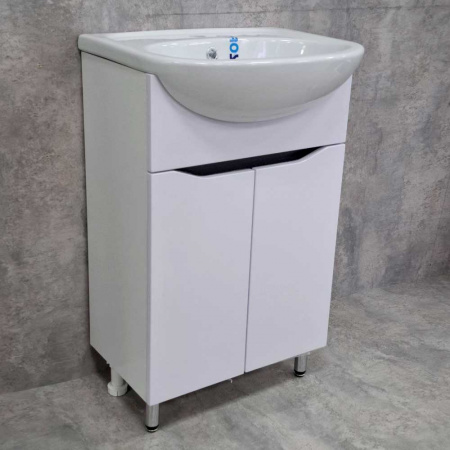 Тумба в ванную комнату СЛОТ 596 Белый/встав.Антрацит под умывальник УЮТ 60 (2дв)