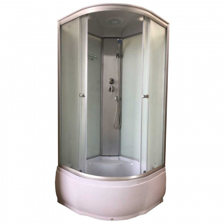 Душевая кабина 900х900х2150мм, ВЫСОКИЙ поддон усил., проф. ХРОМ, стекло зад. БЕЛОЕ, пер. МАТОВ 280W