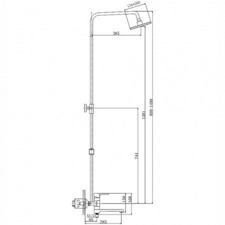 Смеситель для душа (зонт, квадрат) со стойкой HAIBA HB2424 (лат., с изливом)