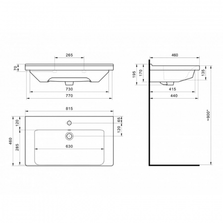 Умывальник мебельный МИРАНДА 80