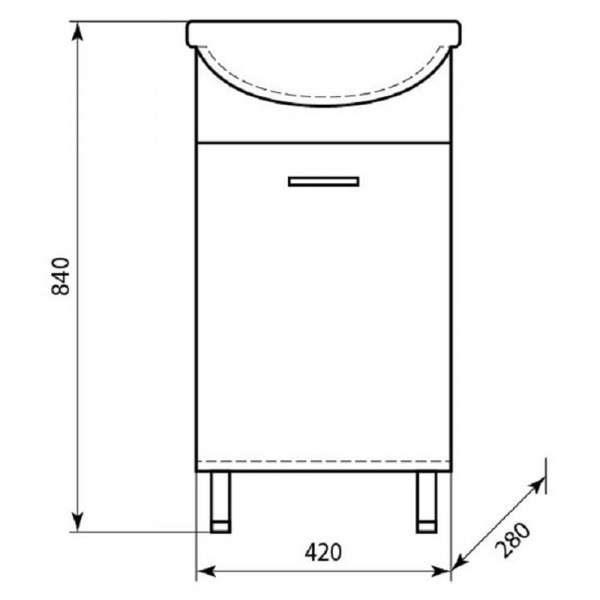 Тумба напольная AquaLine Азов 45 размеры