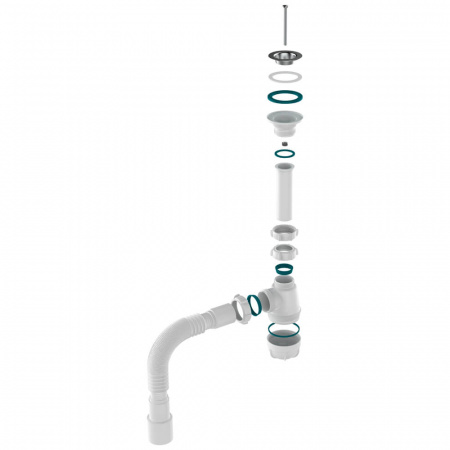 Сифон для умывальника 1 1/4"х40 с мет.реш. с г.т. 40х40/50 S1015-35-MR (35)