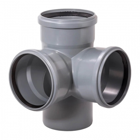 Крестовина двухплоскостная ППР Ø110х110х110мм 90° СЕРАЯ для внутренней канализации (20)