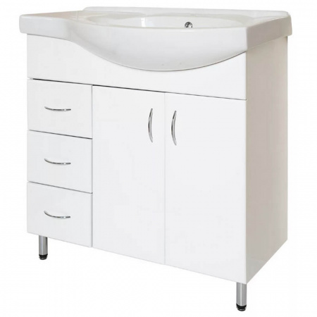 Тумба в ванную комнату КОРАЛЛ 82/3 под умывальник КОРАЛЛ 83 с ЛЕВЫМ крылом (чаша справа)