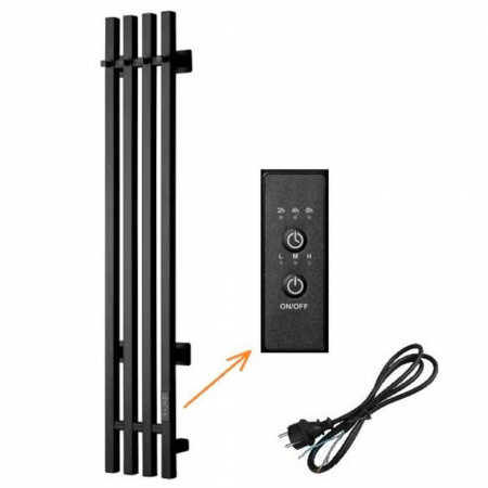 Полотенцесушитель с греющим кабелем ПЭК СП Вектор кв 4 120х15см черный ВГП