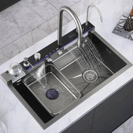 Мойка кухонная многофункциональная Dikalan KJ754505 СЕРЫЙ нерж.сталь SUS-304 750х460х220мм 