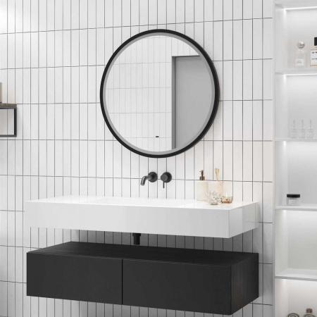 Зеркало СТИЛЬ/Style Black D600мм(LED-подсветка, бесконтакт сенсорный выключатель, рама МДФ ЧЕРНЫЙ)