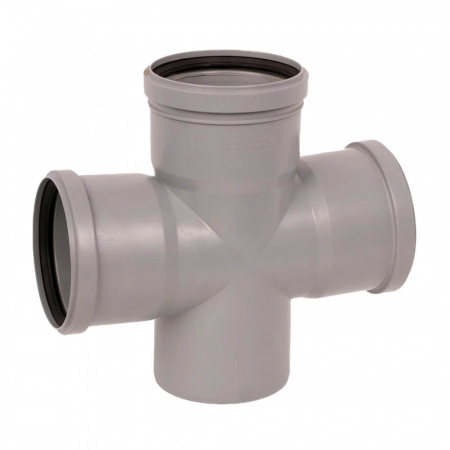 Крестовина одноплоскостная ППР Ø110х110х110мм 90° СЕРАЯ для внутренней канализации (10)