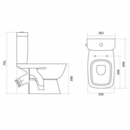 Унитаз-компакт "НЕО ЛАЙТ" косой выпуск, сиденье ТОНКОЕ МИКРОЛИФТ, арматура 2-режимная