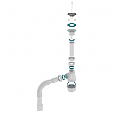 Сифон для кухни 1 1/2"х40 с мет.реш. с г.т. 40х40/50 B0115-30-MR (30)