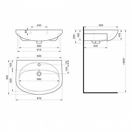 Умывальник мебельный СТЕЛЛА 65