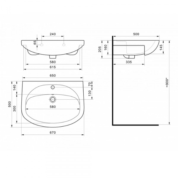 Раковина Santek Стелла 65 размеры