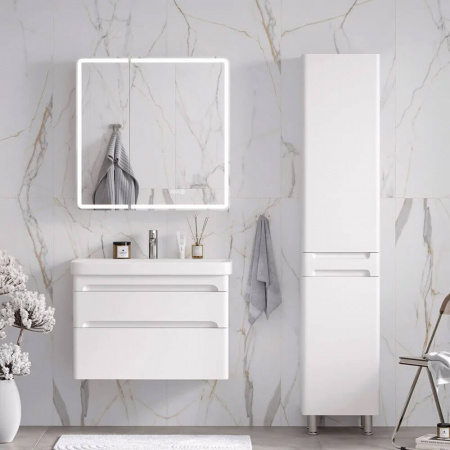 Шкаф-пенал в ванную комнату NICE 40 с корзиной (400х325х1964мм)