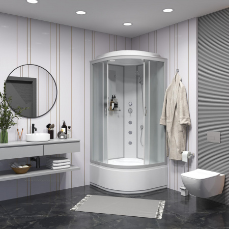 Душевая кабина 1000х1000х2150мм с г/м, ВЫСОКИЙ поддон, стекло МАТОВОЕ NG-2309-14G