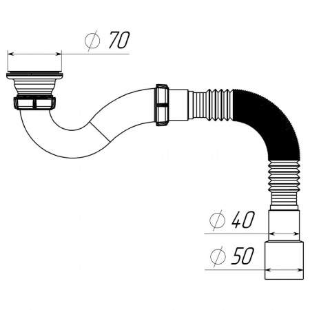 Сифон для душевого поддона 1 1/2"х40 с мет.реш. с г.т. 40х40/50 V145-45-MR (45)